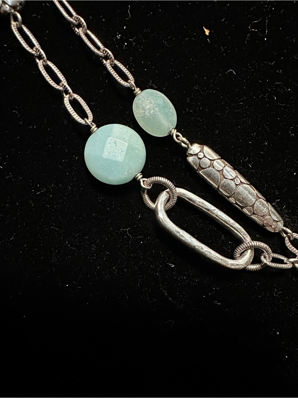 Brighton 44 inch Silver Chain Necklace with Aqua Beads - Picture 4 of 4